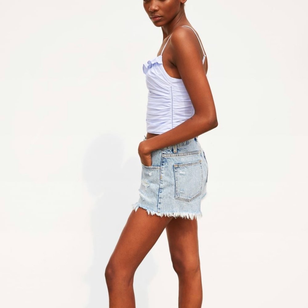 Zara Ruffled Draped Top XS - Picture 2 of 5